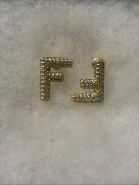 Fendi Gold & Diamond  Stud Earrings
